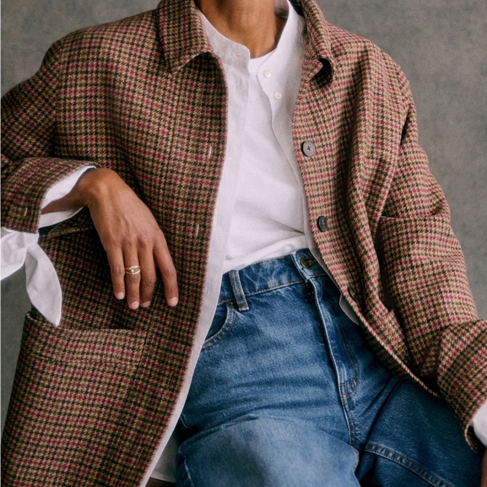 NWT Never Worn Sezane Will Jacket Multicoloured Houndstooth - Size XL